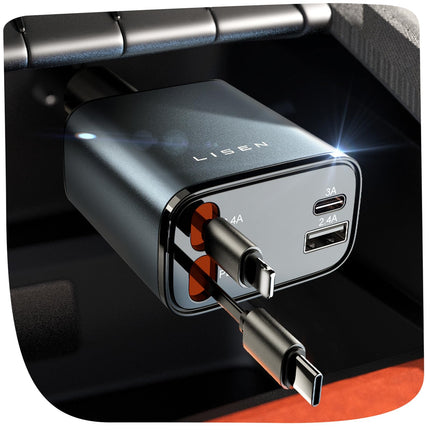 4-in-1 Retractable Car Charger 69W