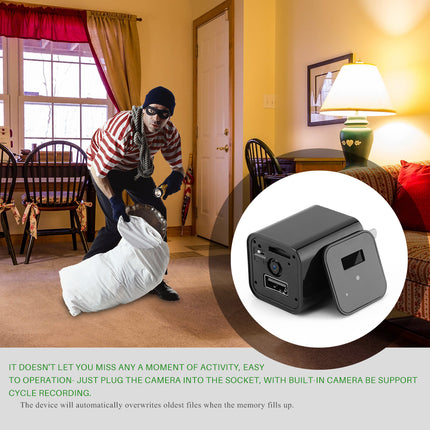 1080P USB Wall Charger Hidden Camera with Motion Detection