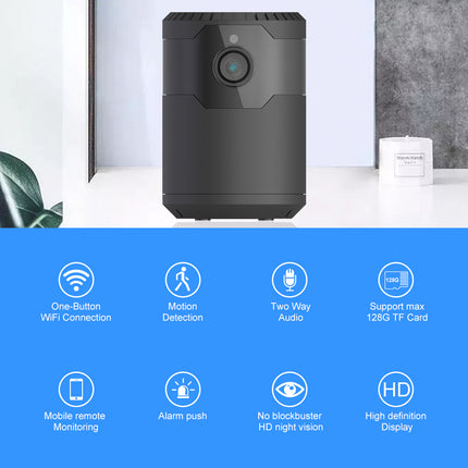Mini WiFi Security Camera 1080P with Night Vision, Motion Detection & Cloud Storage