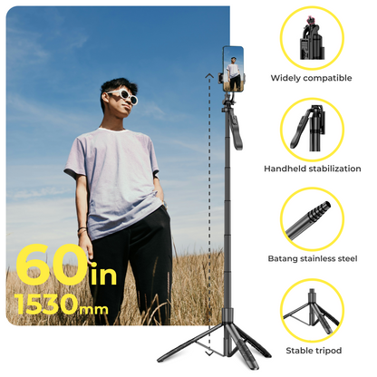 3-in-1 LED Tripod and Selfie Stick with Remote