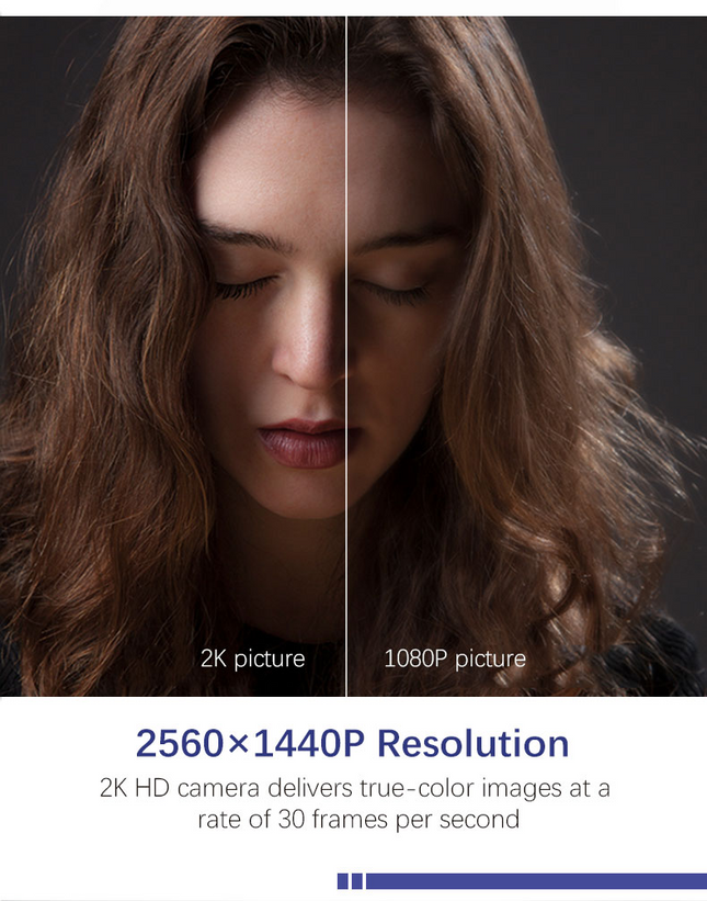 2K HD USB Webcam with Autofocus, Dual Microphones & Privacy Shutter